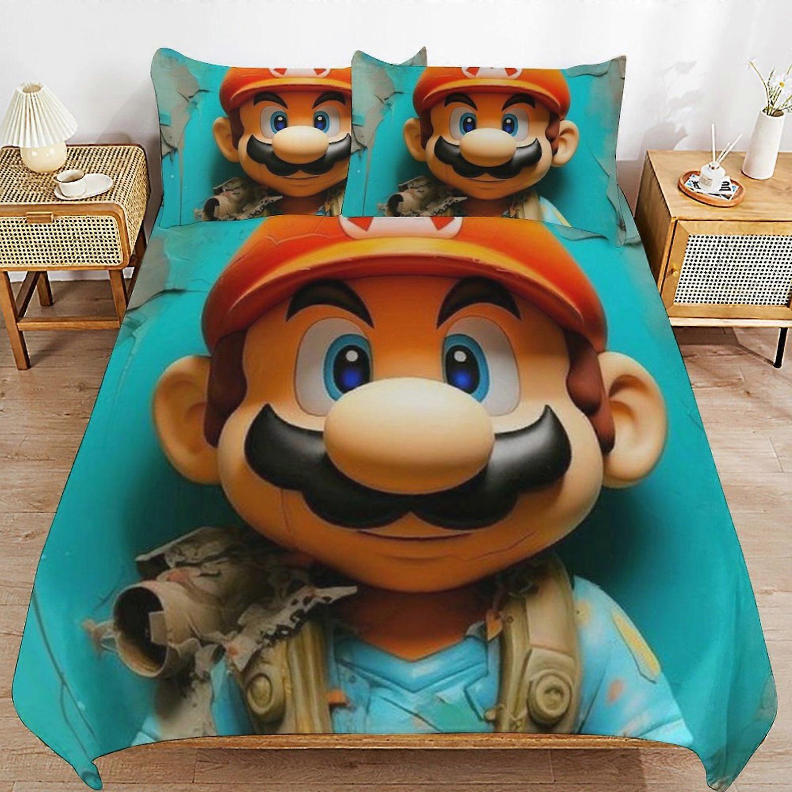 Bedding set JP18 Super Mario 3-Piece Comforter,Super Mario Bedding Set, Soft Microfiber Duvet Cover Set with Zipper Closure TH18