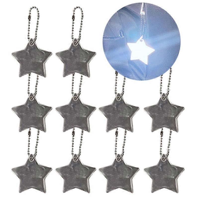 10 Pcs Stylish Reflective Stars Keyring Child Safety Reflectors Keychain for Bag