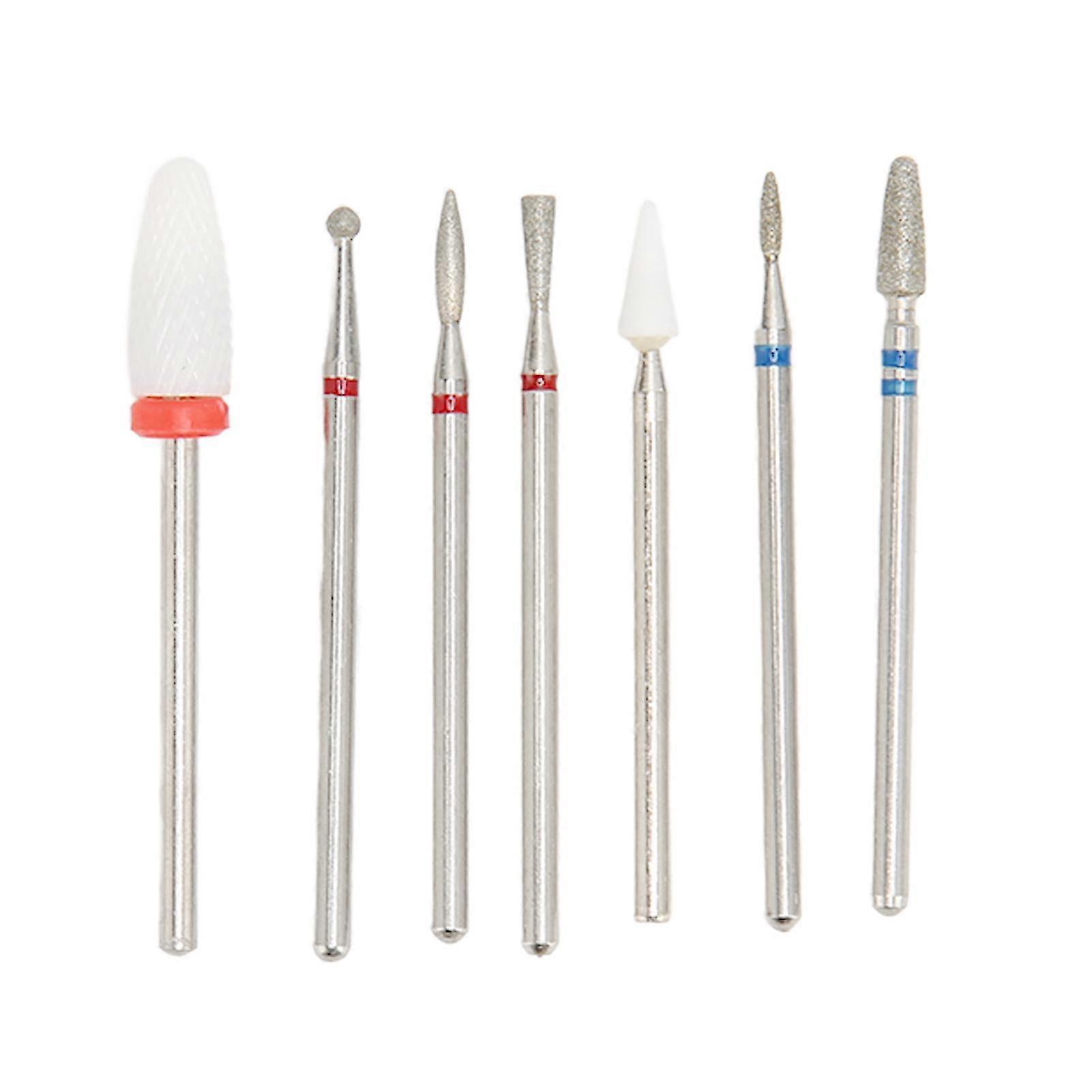 Portable Nail Drill Bits Kit for Manicure and Pedicure - 7 Pcs Professional Polishing and Shaping Tools