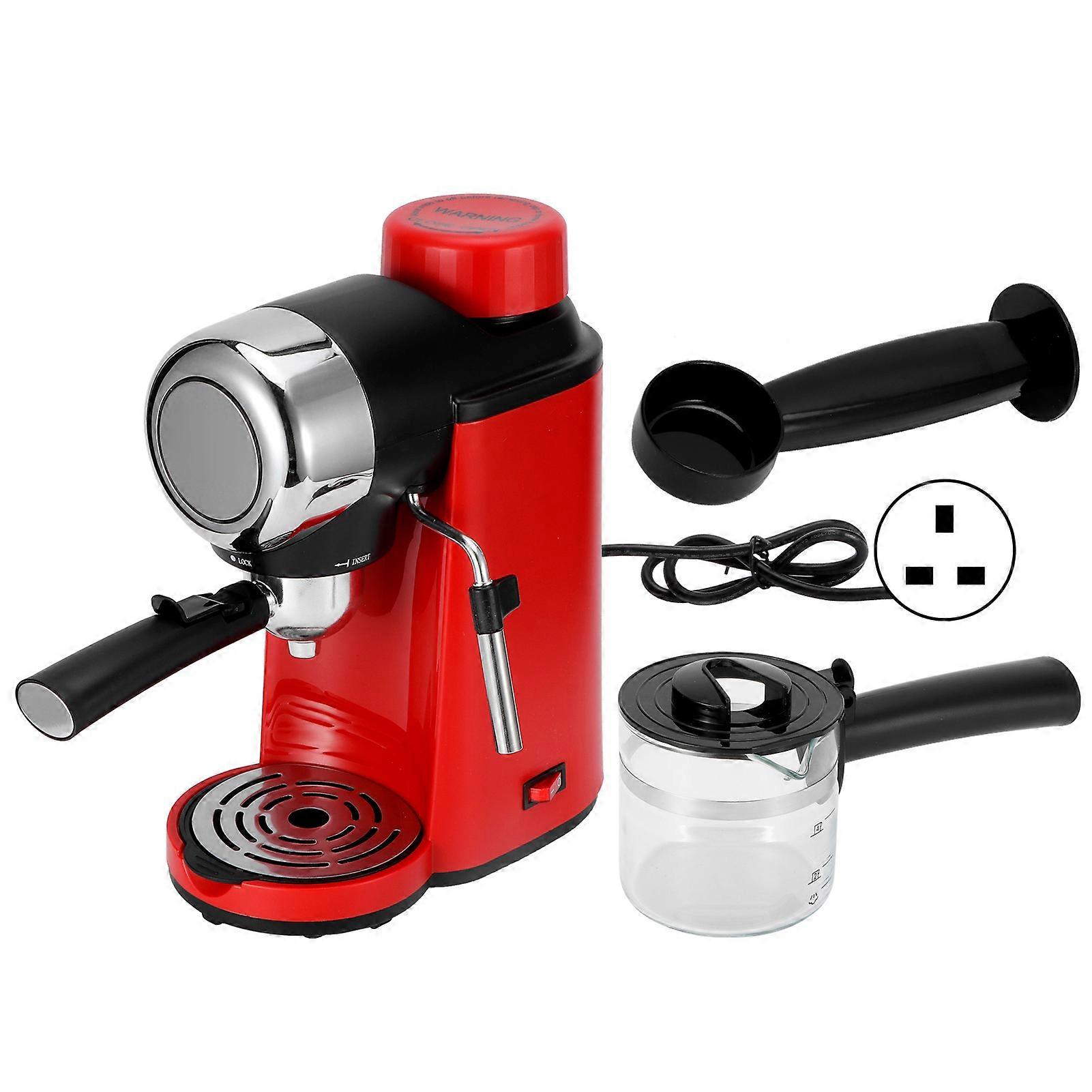 0.24L Cafetera Mini Semiautomática 5Bar Bomba Espumadora de Leche Cafetera Roja
