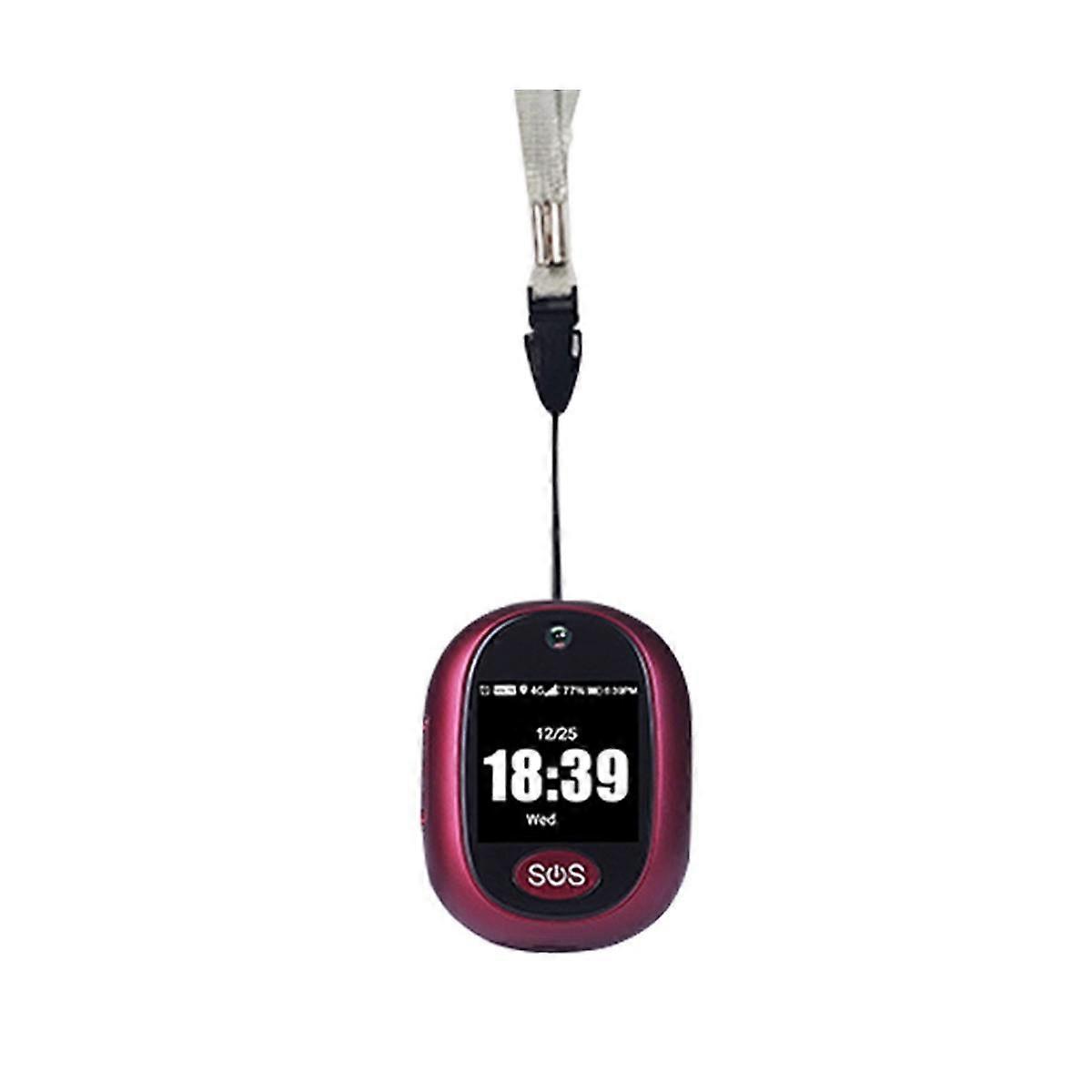 4G GPS Tracking Pendant V45 Elder Mini GPS Personal Tracker Alarm Talking Clock Waterproof(Red)