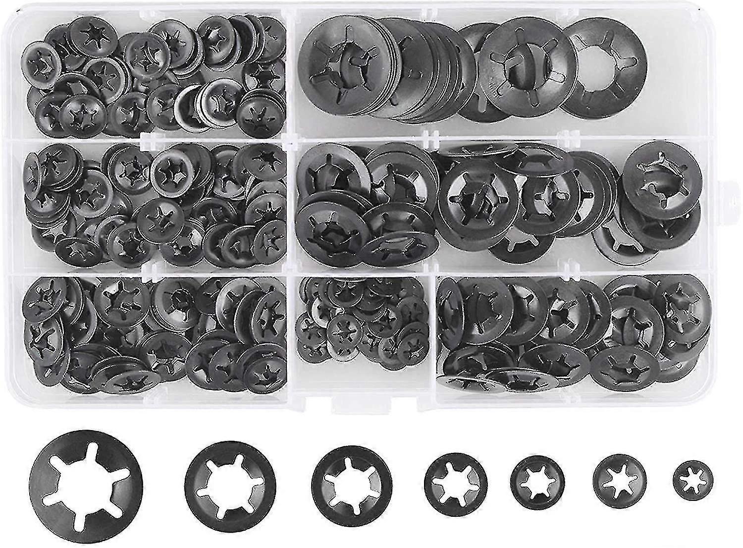 280 Pcs Lock Washers Lock Washers, Steel Lock Washers Quick Lock Washers M3 M4 M5 M6 M8 M10 M12, 7 Sizes, Black