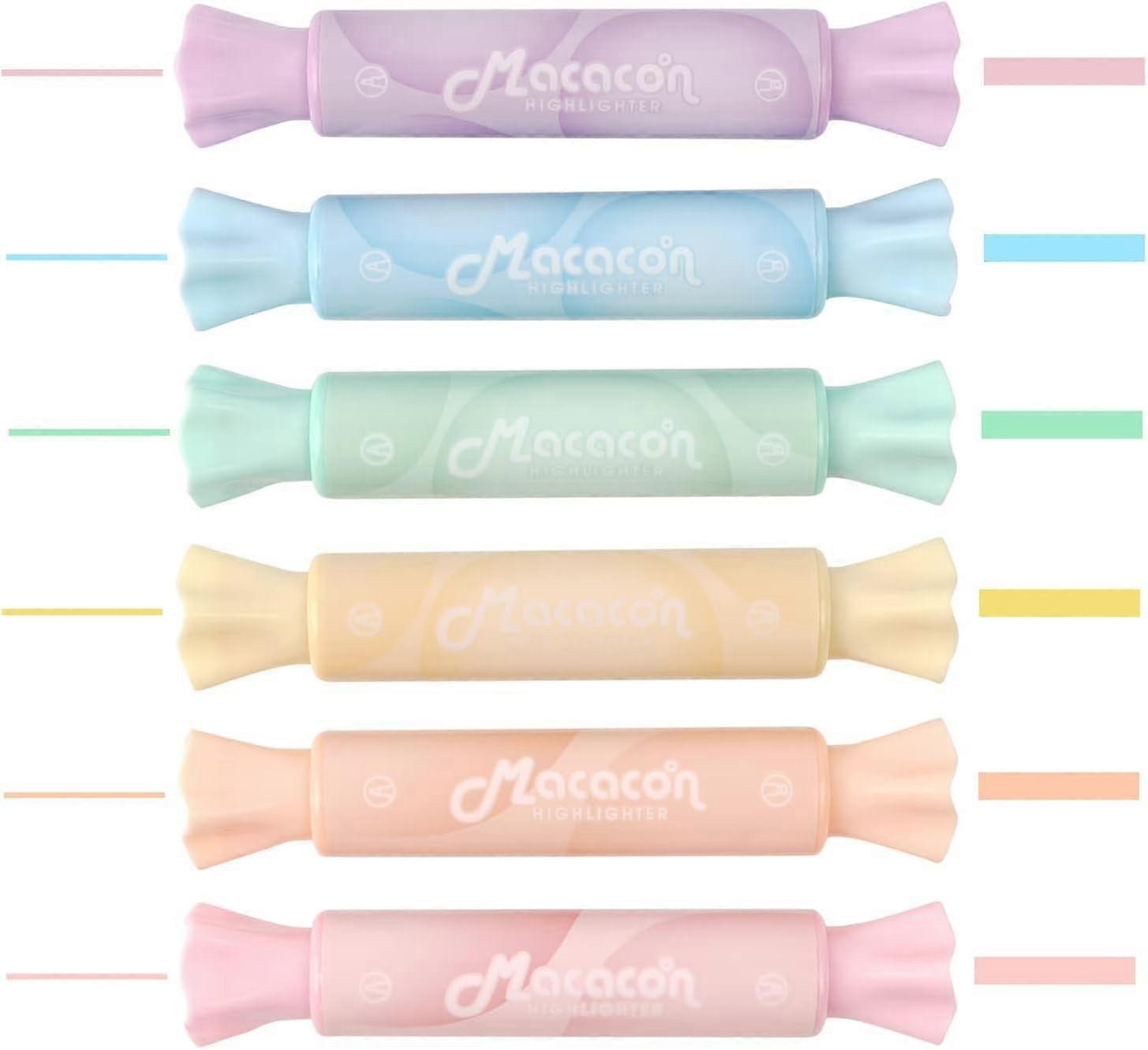 Candy Shape Highlighters, Assorted Colors,chisel Tip,water Based,quick Dry& Write Smoothly 6 Macaron Colors (candy Highlighter)