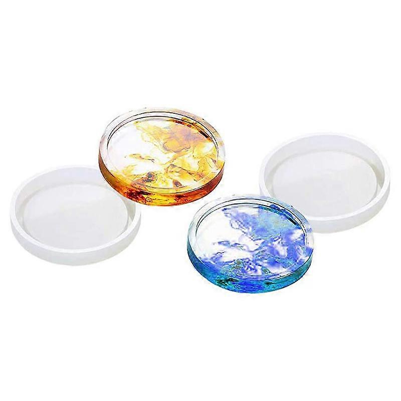 4 Pack Round Silicone Coaster Molds,Clear Epoxy Molds for Casting with Resin,Concrete,Cement and Po