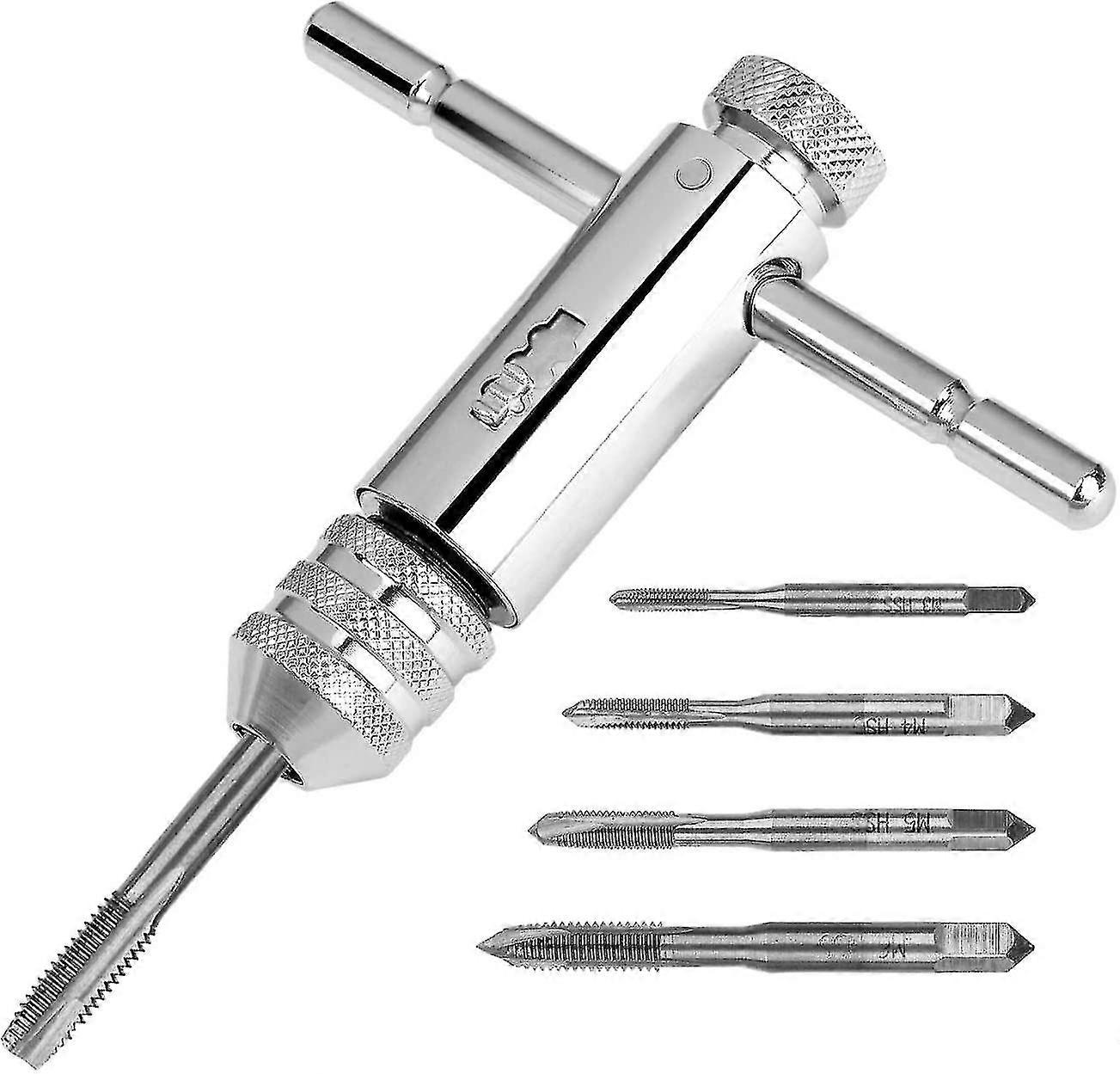 Tap Drill Set Hss Titanium Coated With Ratchet With Adjustable Handle