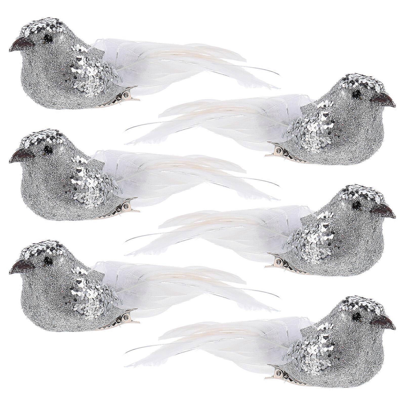 6pcs Simulated Bird Xmas Tree Bird Decors Creative Bird Ornament Bird Models