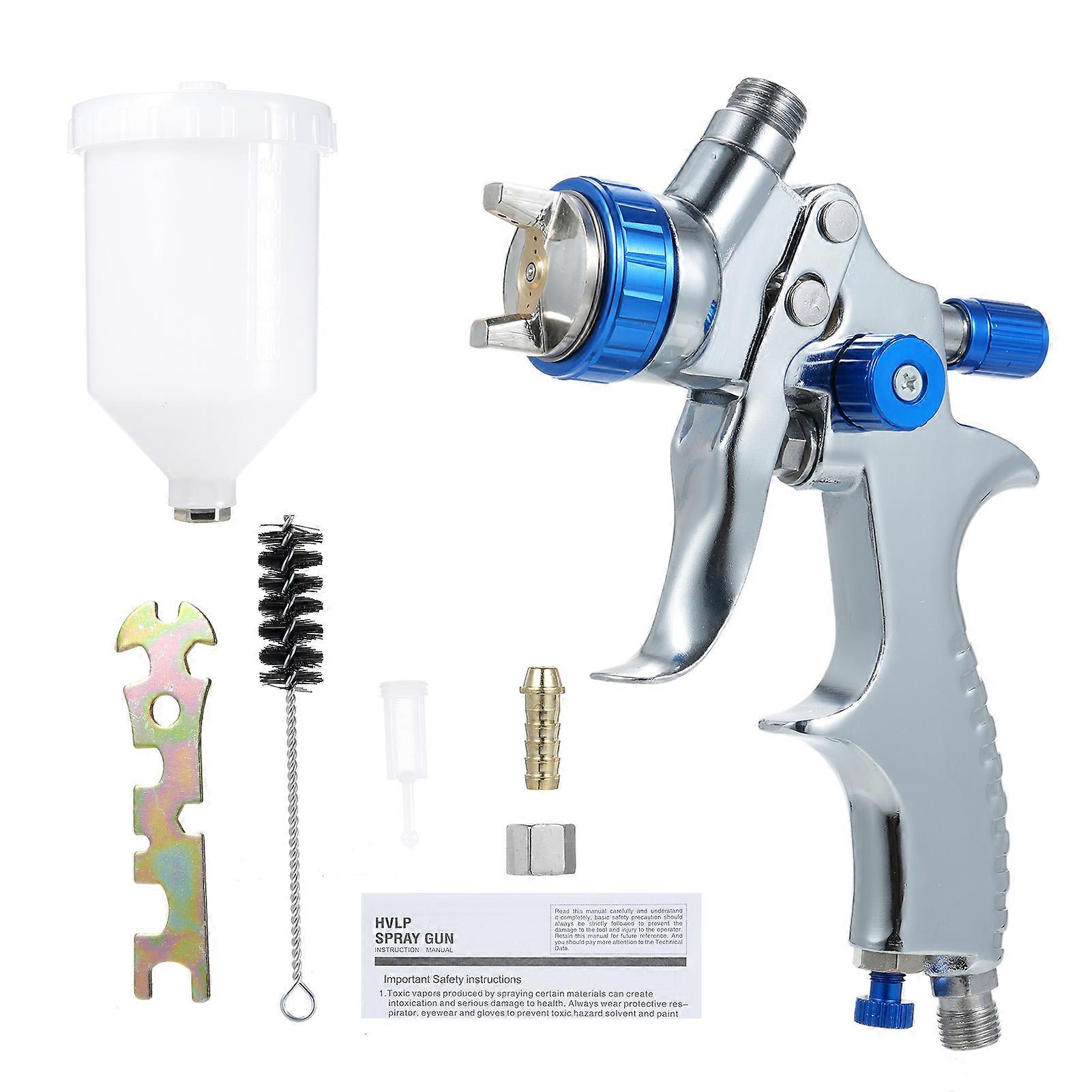 Low Volume Low Pressure Gravity Feed Air Spray Machine Paint Sprayer Kit with 1.3mm Nozzle and 600cc Fluid Cup for Car Furniture Fence Painting