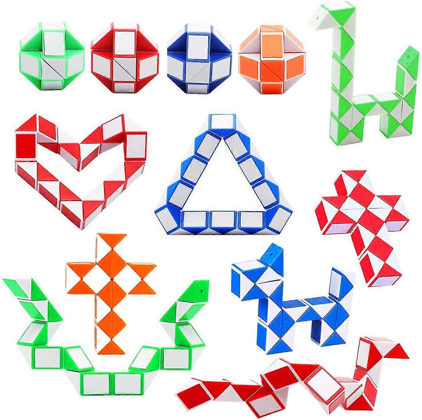 12 Pack 24 Blocks Magic Snake Cube,mini Snake Speed Cube, Twist Puzzle Toys