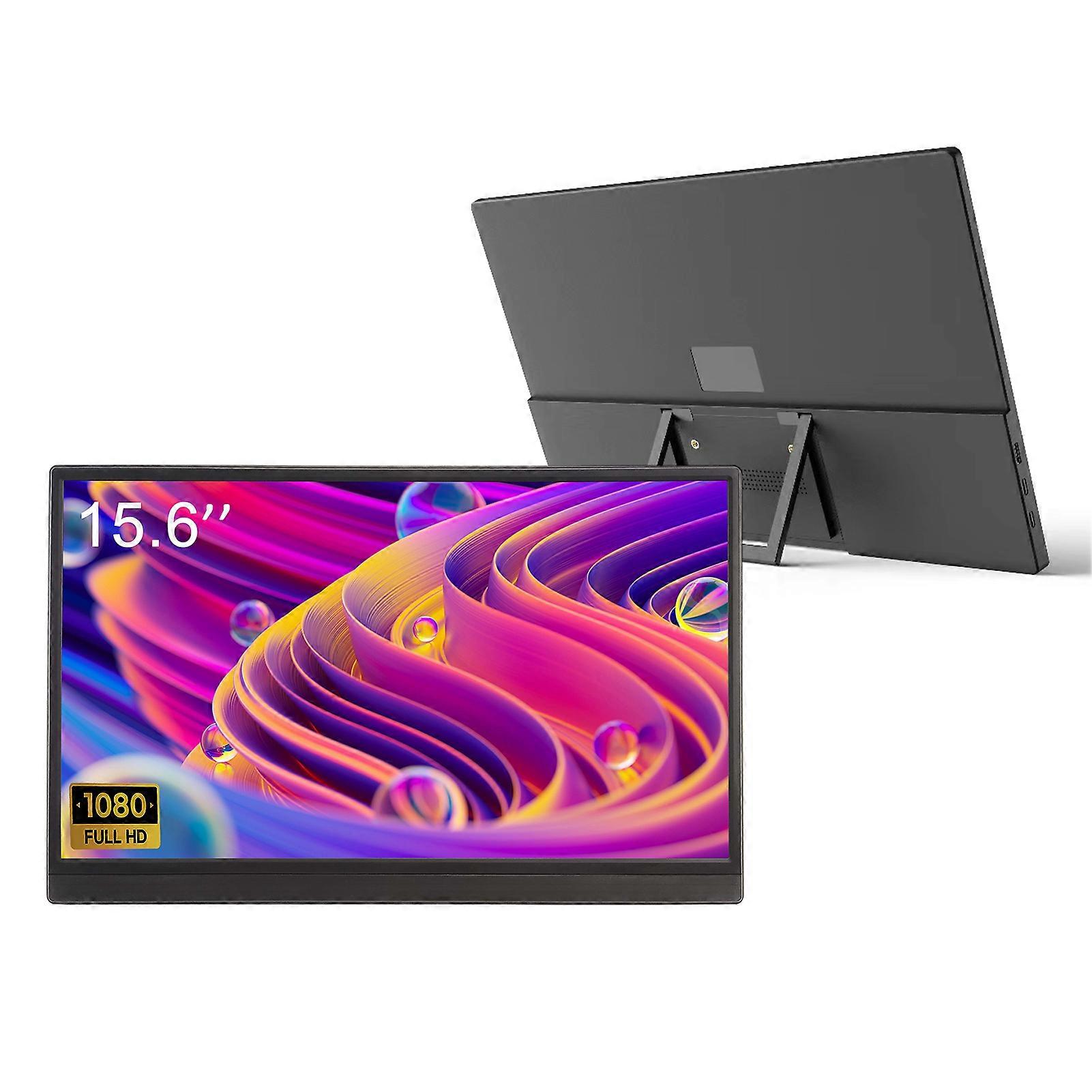 15.6 Inch Portable Monitor for Laptop 1080P External Gaming Monitor with Kickstand & Dual Speaker for Laptop Computer Smartphone