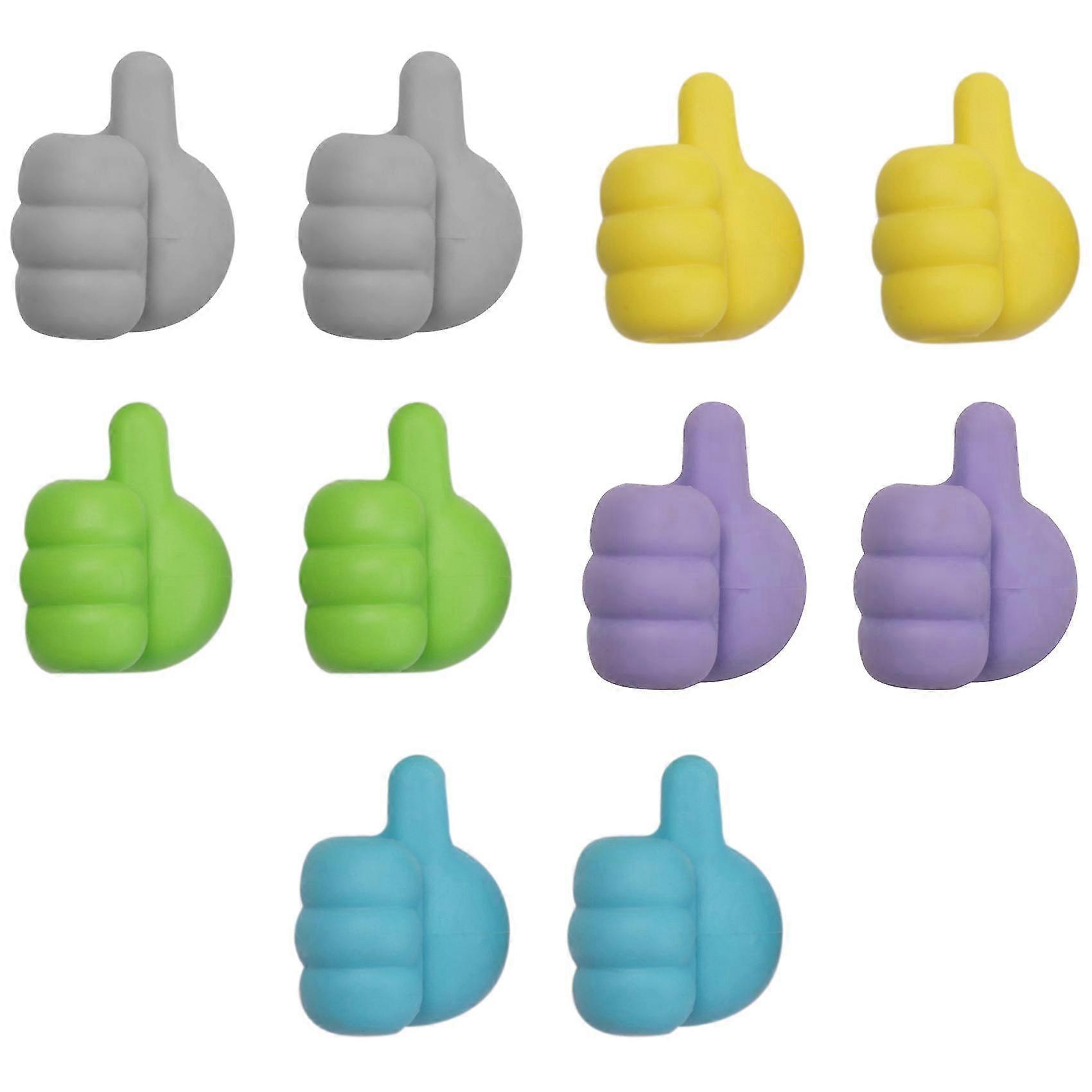 10pcs Multifunctional Clip Holder Adhesive Wire Hand Thumb Shape Storage Clip For Wire (multicolor)