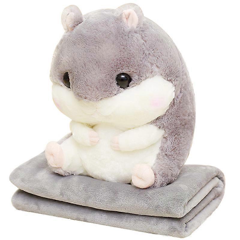 Cute Hamster Plushed Pillow Plush Hamster Car Pillow with Blanket