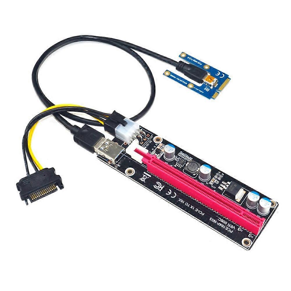 Mini PCI-E to PCI-E x16 Riser External Graphics Card + 60 USB cable for Laptop