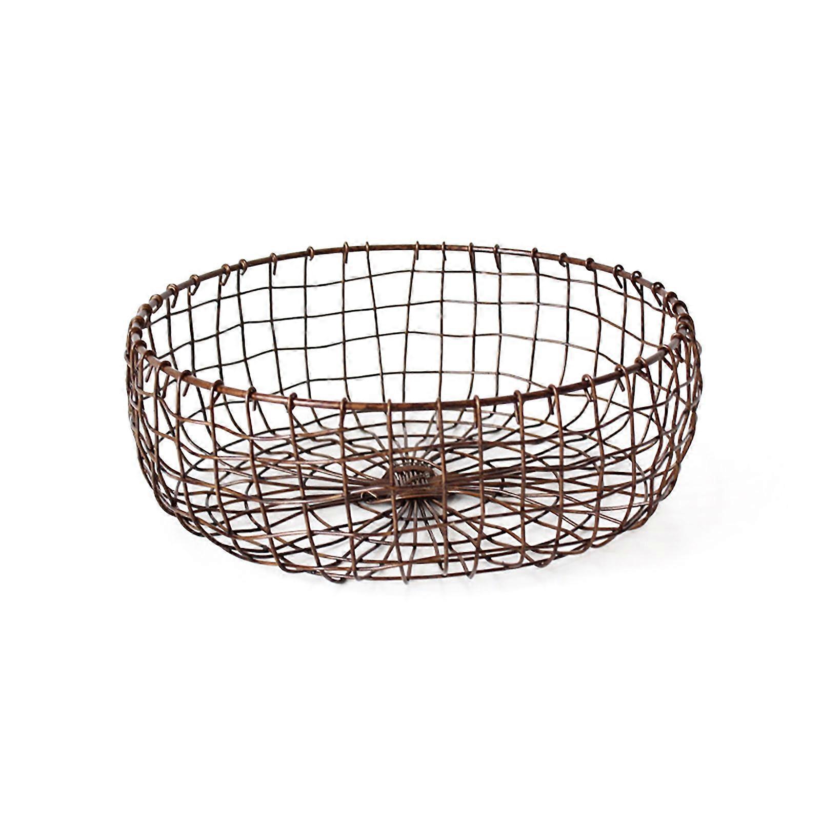 Fruit Bowl Rustic Table Centerpiece Round Shape Iron Wire Fruit Storage Basket for Home