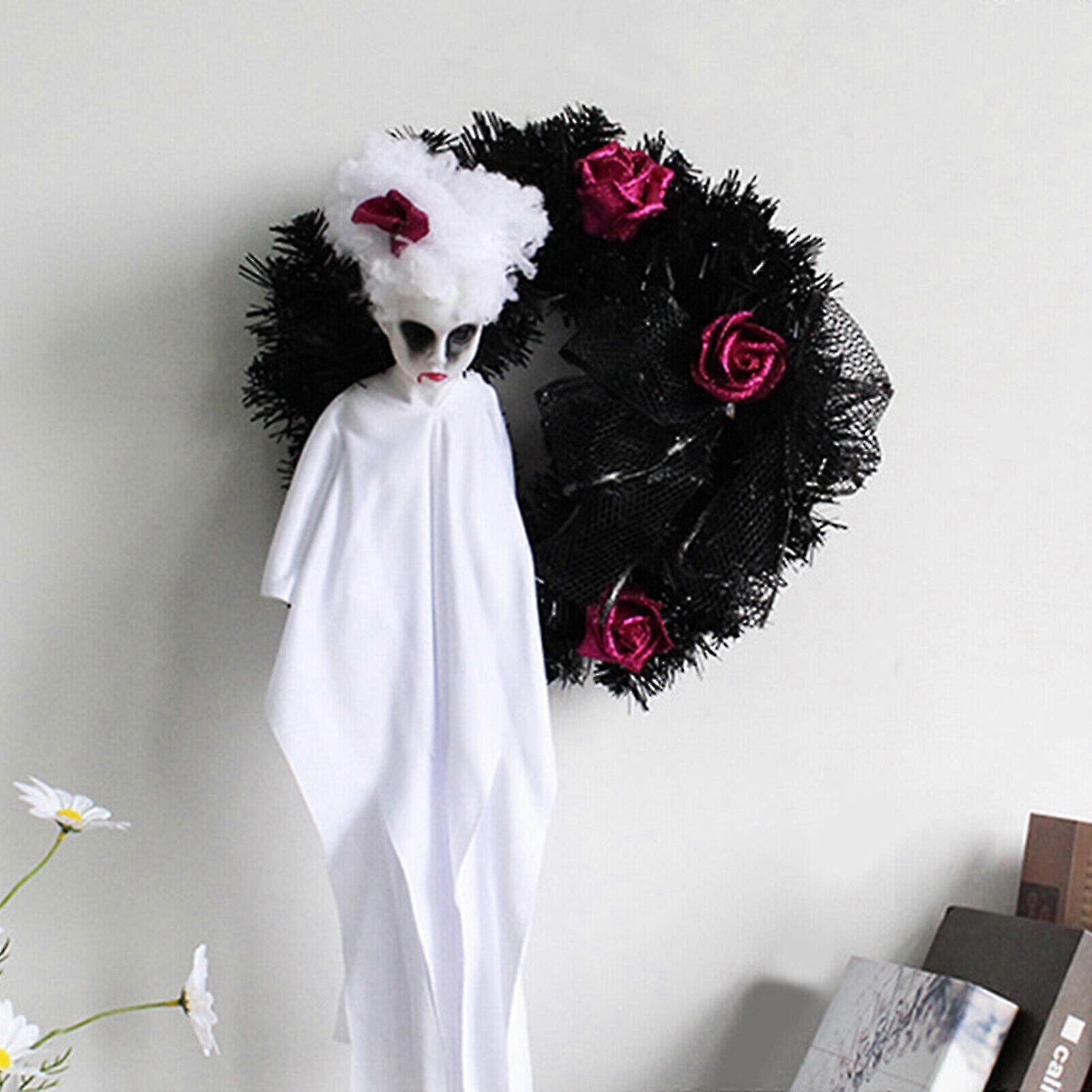 Halloween Ghost Wreath Hanging Decoration Creepy Skeleton Spooky Party Prop