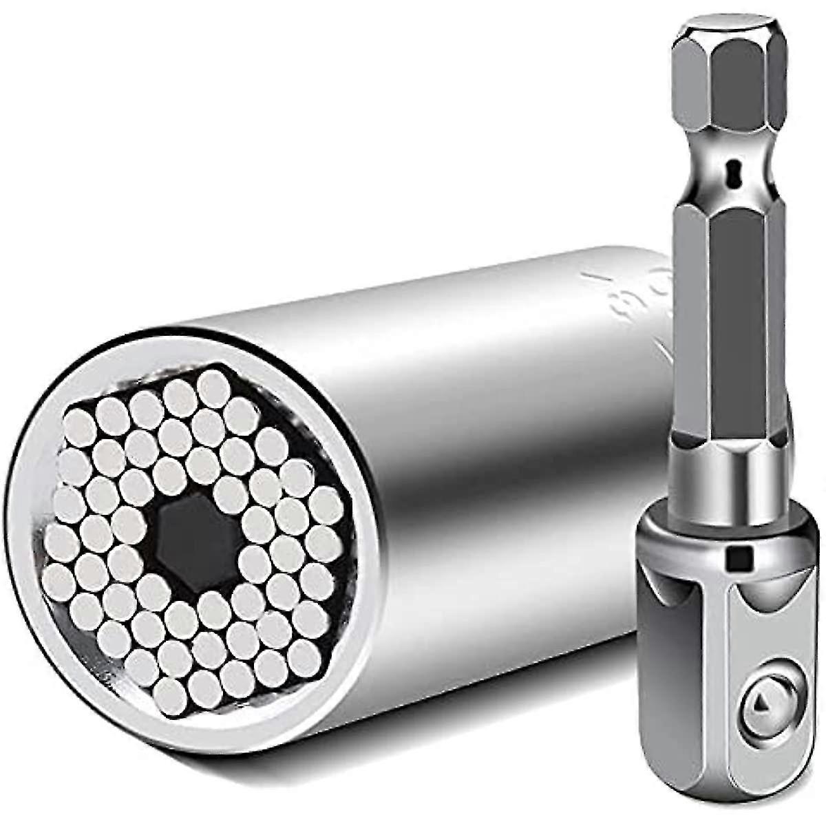 Universal Socket 1/4-3/4 (7mm To 19mm) Ratchet Universal Socket Set With Wrench Power Drill Adapter - Best Tool Present For Handyman Men Husband Fath