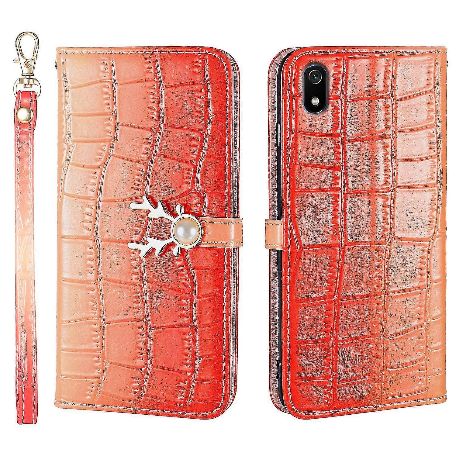Elk Pattern Phone Case For Redmi 7a With Card Holder, Lanyard, Pu Leather Material, Wallet Function, Corner Fall Protection