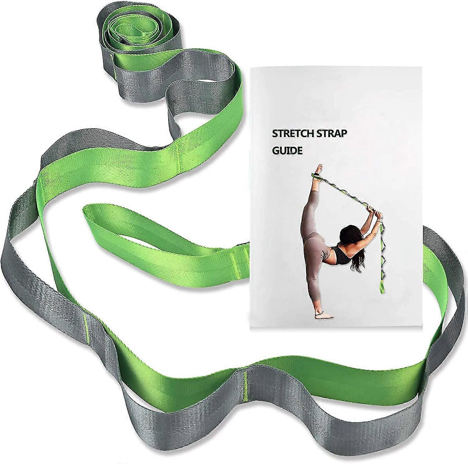 Sangle de yoga multi-boucles, sangle extensible 12 boucles, sangle extensible non élastique pour physiothérapie, Pilates, danse et gymnastique, avec sac de transport
