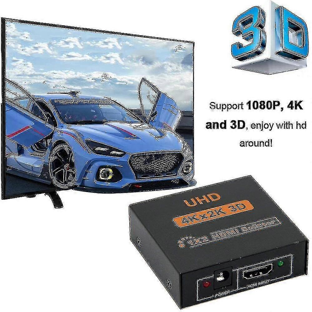 Hdmi Splitter 4k,1 In 2 Out Powered Video Converter, Support Hdmi