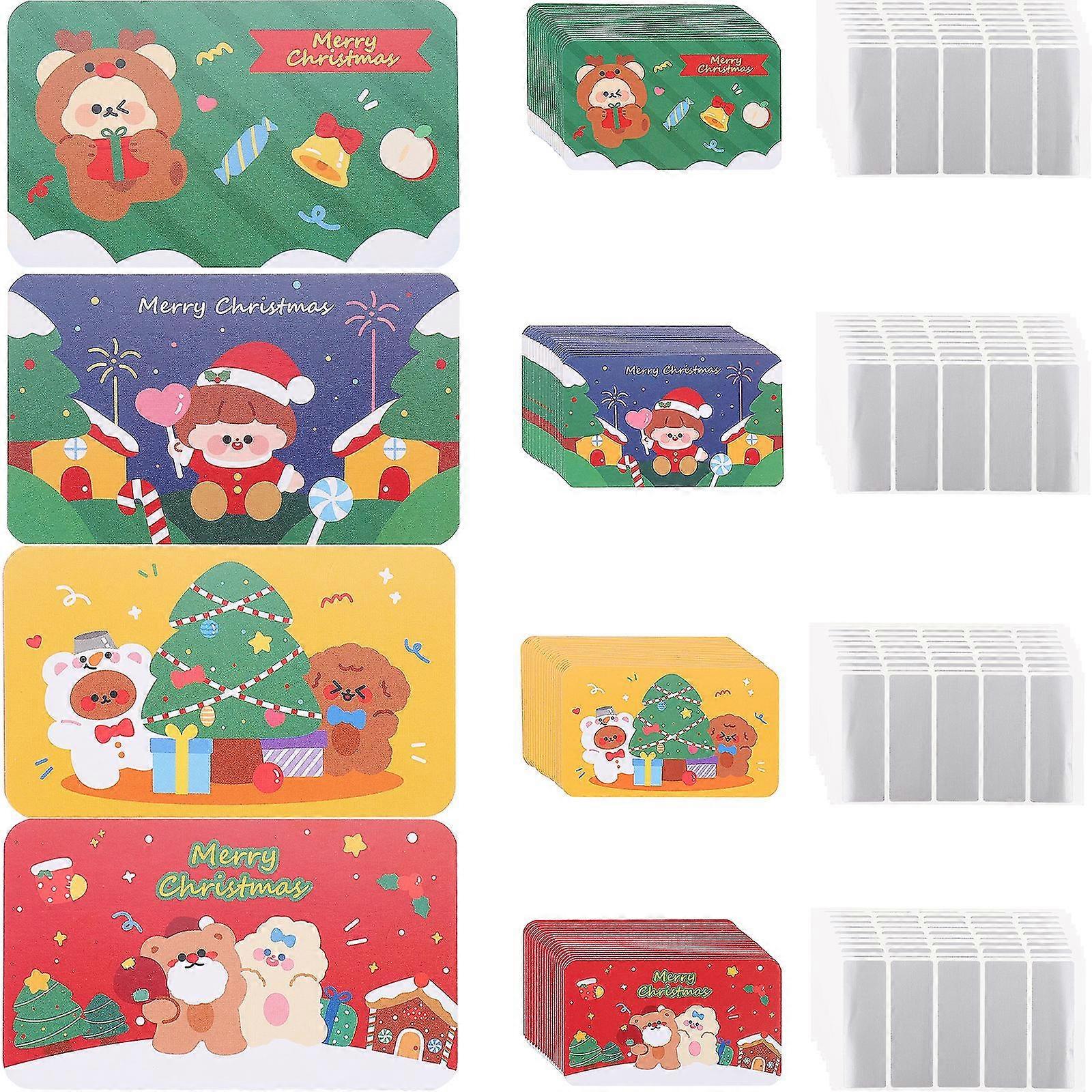 漫画のクリスマススクラッチカードウィッシュカードスクラッチオフコーティングカード紙カードの1セット