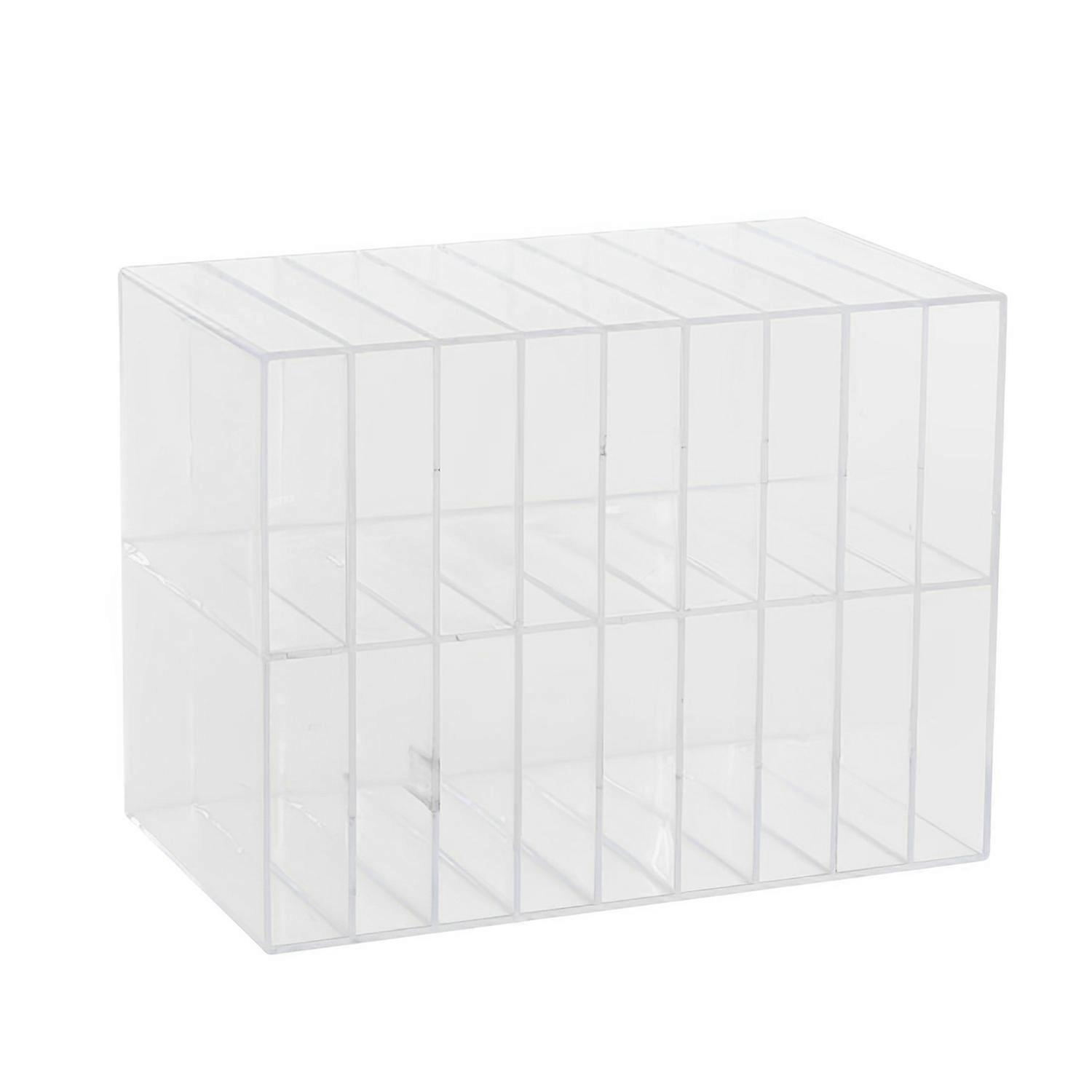 Mark Pen Storage Box Clear Acrylic Double Layer 18 Compartments Desktop Art Marker Pen Pencil