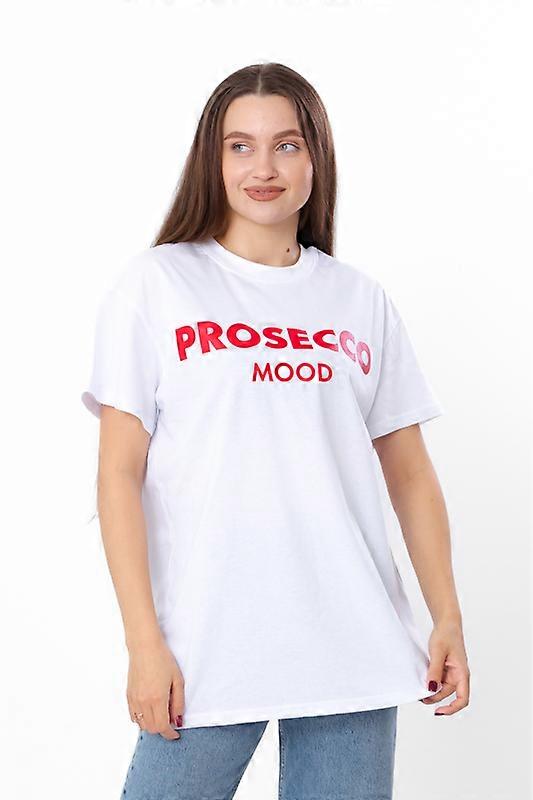 Camiseta de Algodão para Mulheres – Ajuste Relaxado com Mangas Caídas e Decote Redondo Macio, Verão, HC 8384-001-33