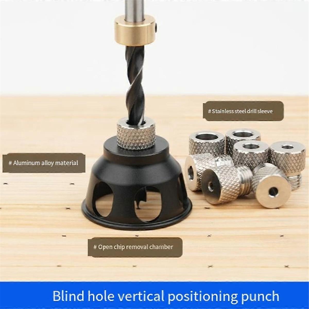 Replaceable Vertical Drill Guide Doweling Jig Kit 3-10mm Drill Positioning Pocket Hole Jig Hole Pun