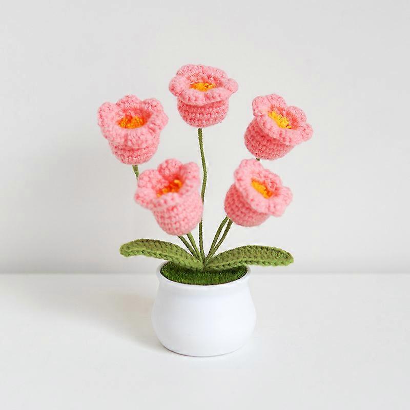 INF Handmade crocheted lily of the valley in a pot