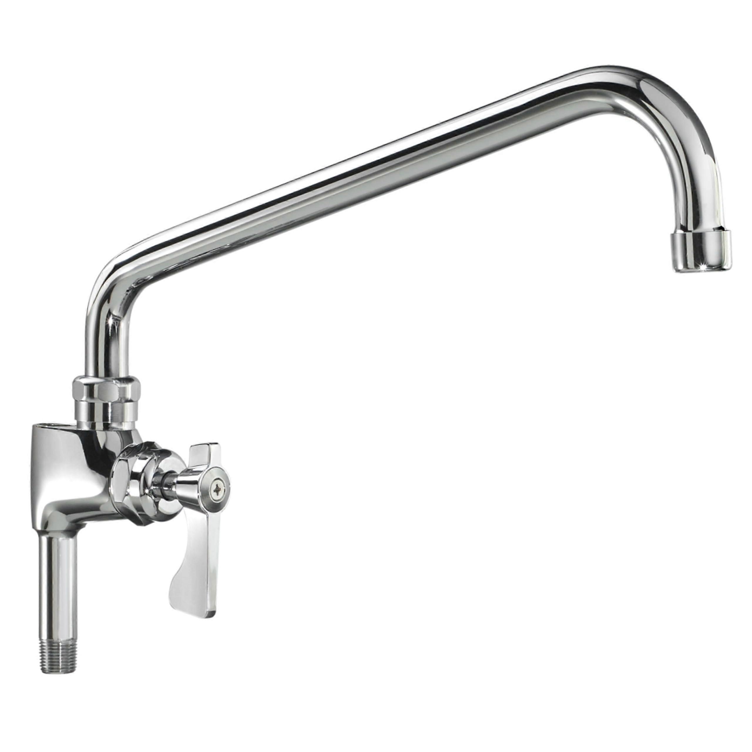 21-141L Deck Mount Faucet with 16" Spout, Polished Stainless Steel, Add-On Feature