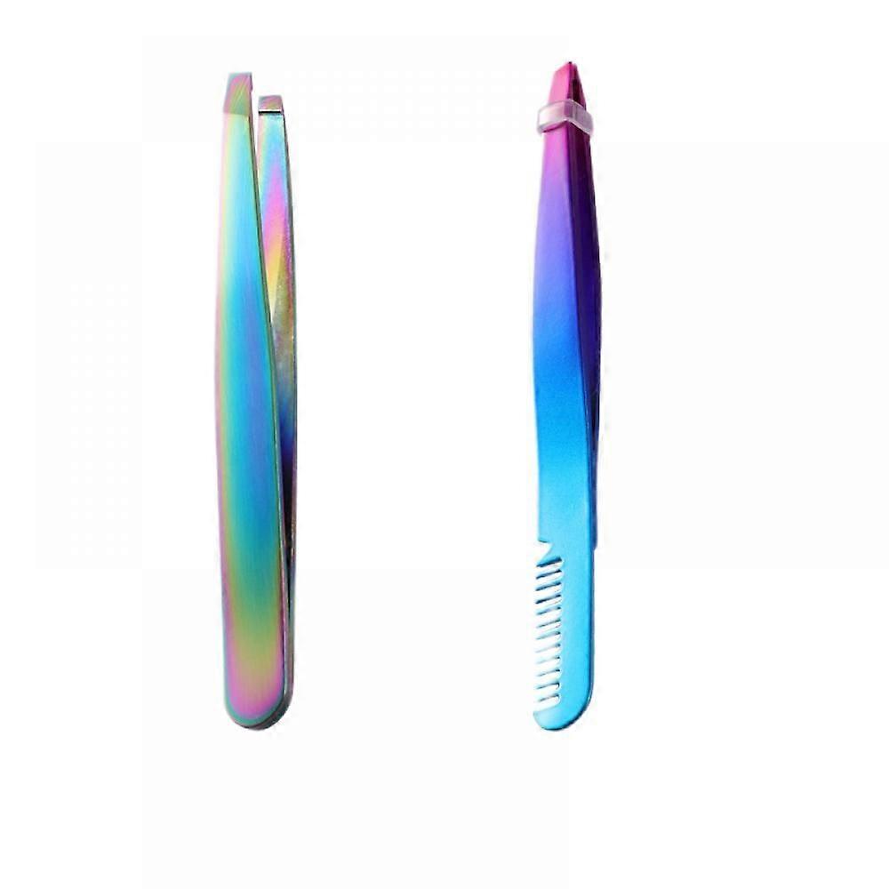 2 Pieces Multifunctional Eyebrow Tweezers with Eyebrow Comb False Eyelashes Applicator Tool Makeup Grooming Tool