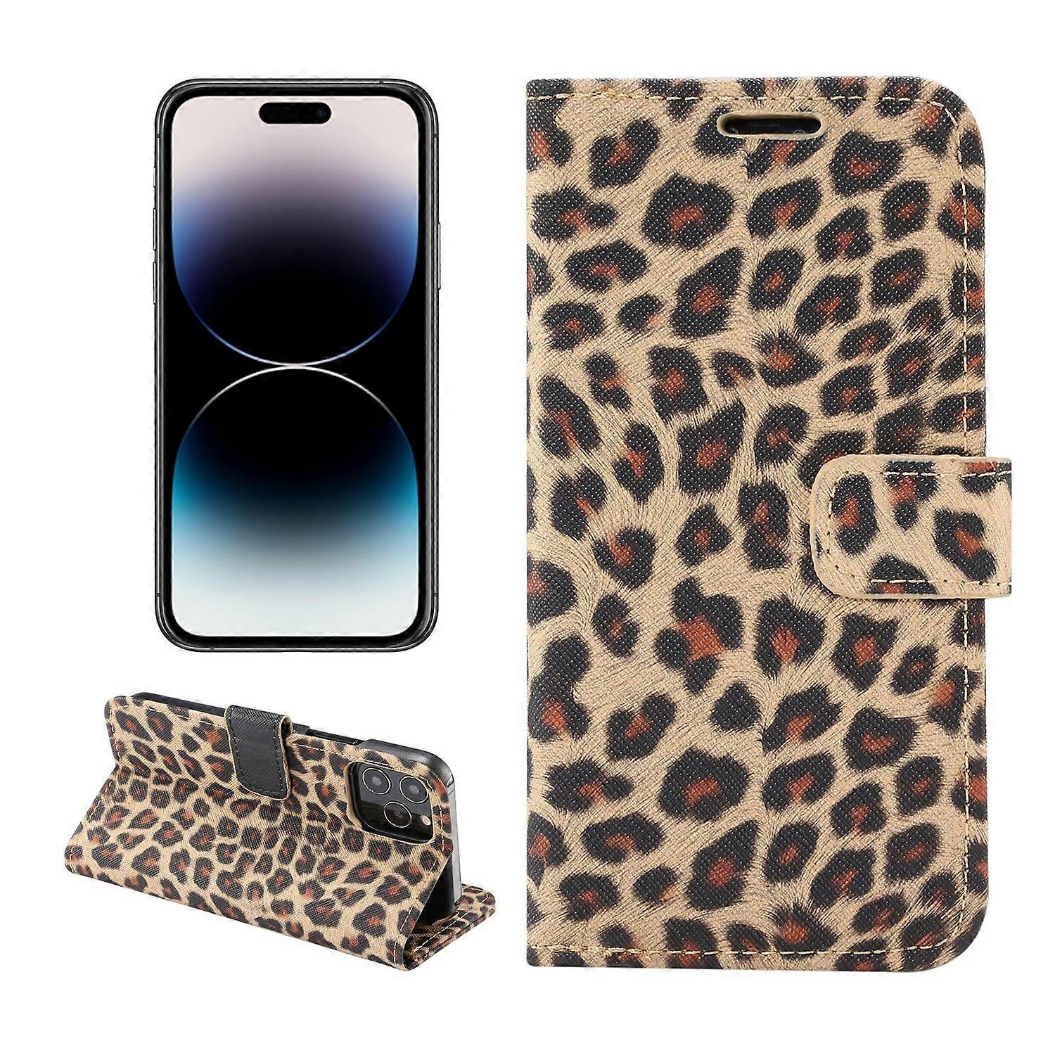 For iPhone 14 Pro Leopard Pattern Horizontal Flip Leather Phone Case