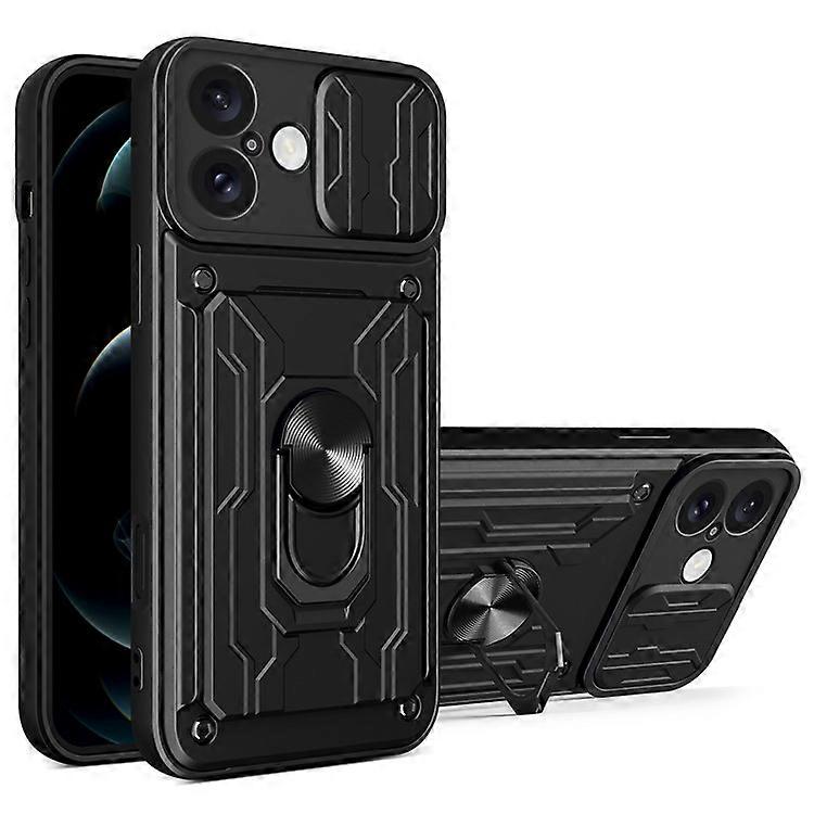 Compatible For iPhone 16 Plus Case PC+TPU Kickstand Phone Back Cover with Camera Slider