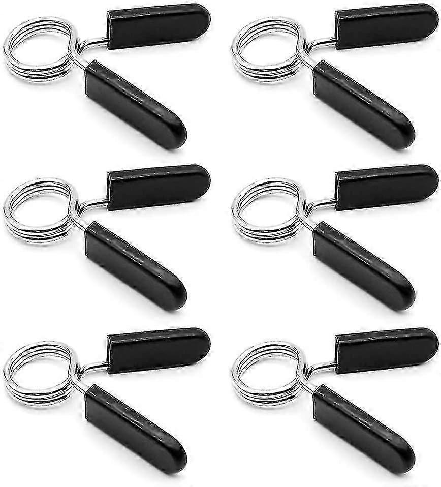 6 Pieces Steel Dumbbell Spring Collar Collars Dumbbell Locking Clips With Rubber Grip For Dumbbell Bars Gym Equipment (1.1 Inch/ 25 Mm, Black)