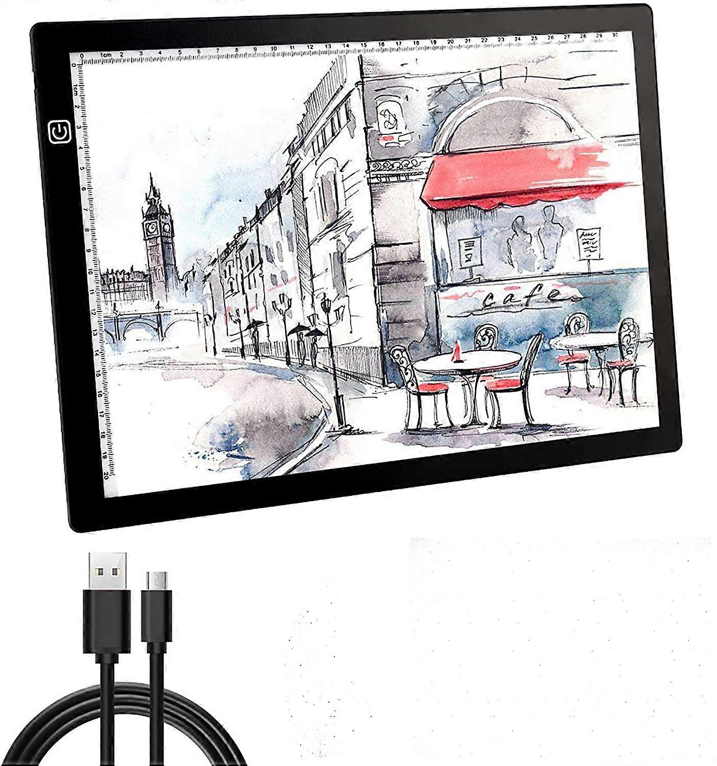 LED lamp stand with USB cable, continuous dimmable brightness, 4mm ultra-thin drawing board, A4 lamp stand, can be used for sketching, copying and