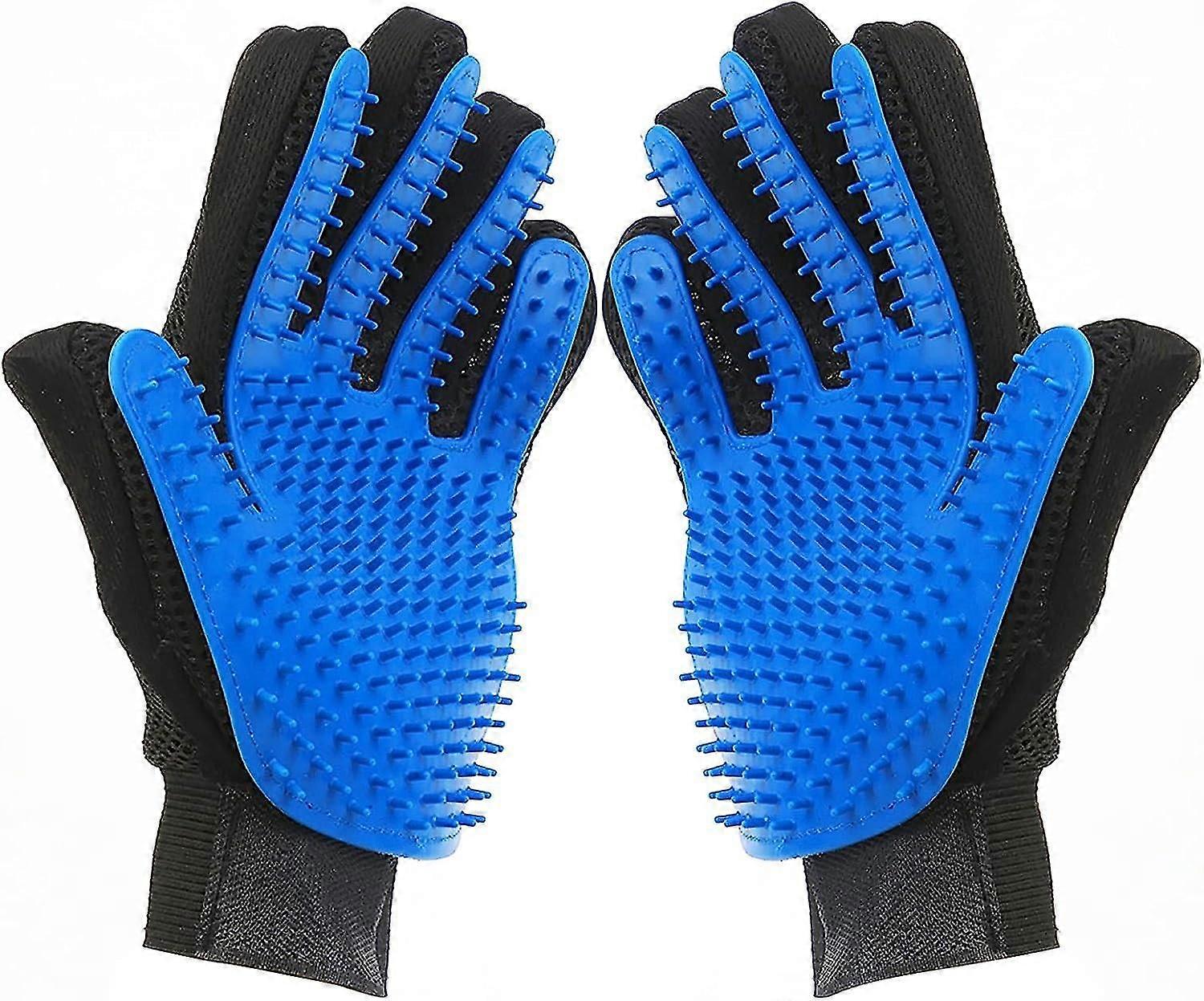 [Yükseltilmiş Sürüm] Kedi Köpek Masajı Bakım Eldivenleri - Kauçuk Pet Saç Temizleme 2'si 1 Arada Çift (Mavi)