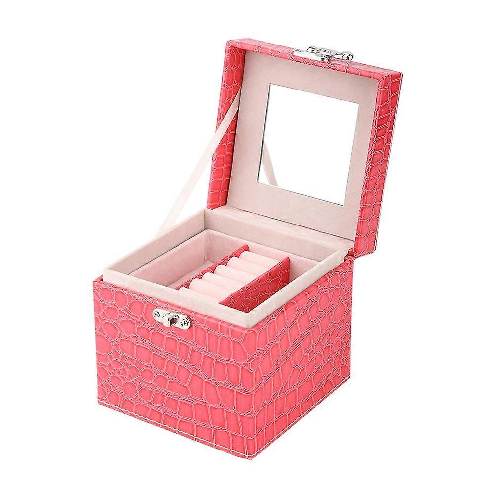 Polyurethane Leather Jewelry Storage Box Organizer with Multilayer Design, Compact Size, and Elegant Style