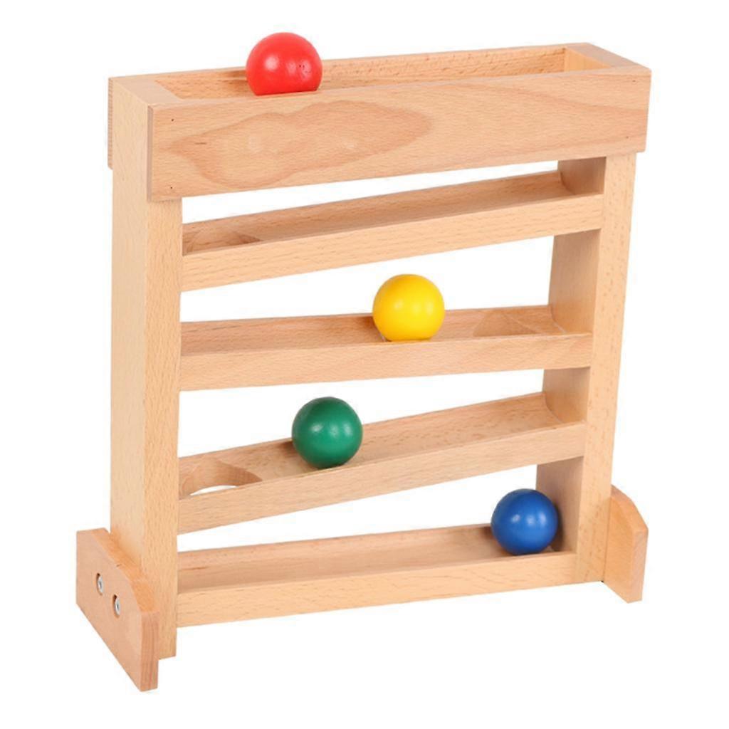 Wooden Race Ball Ramp Track with 4 Balls Maze Race Educational Toys