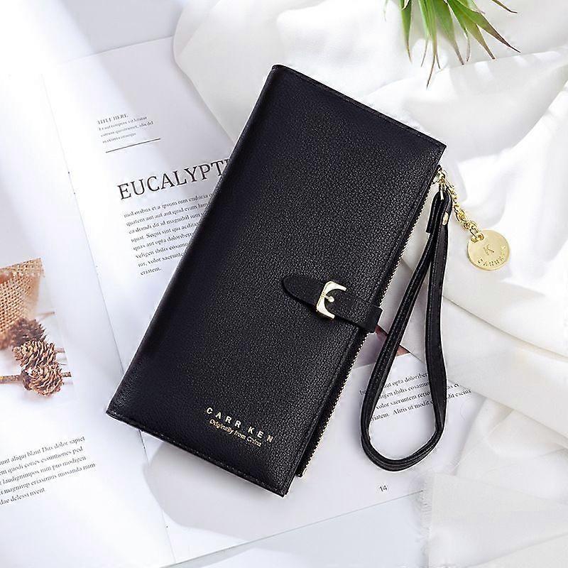 محفظة جلدية طويلة ، لطيف النساء الجلود المحفظة أزياء السيدات مخلب حامل حالة ورقة قلادة عملة سحاب -3