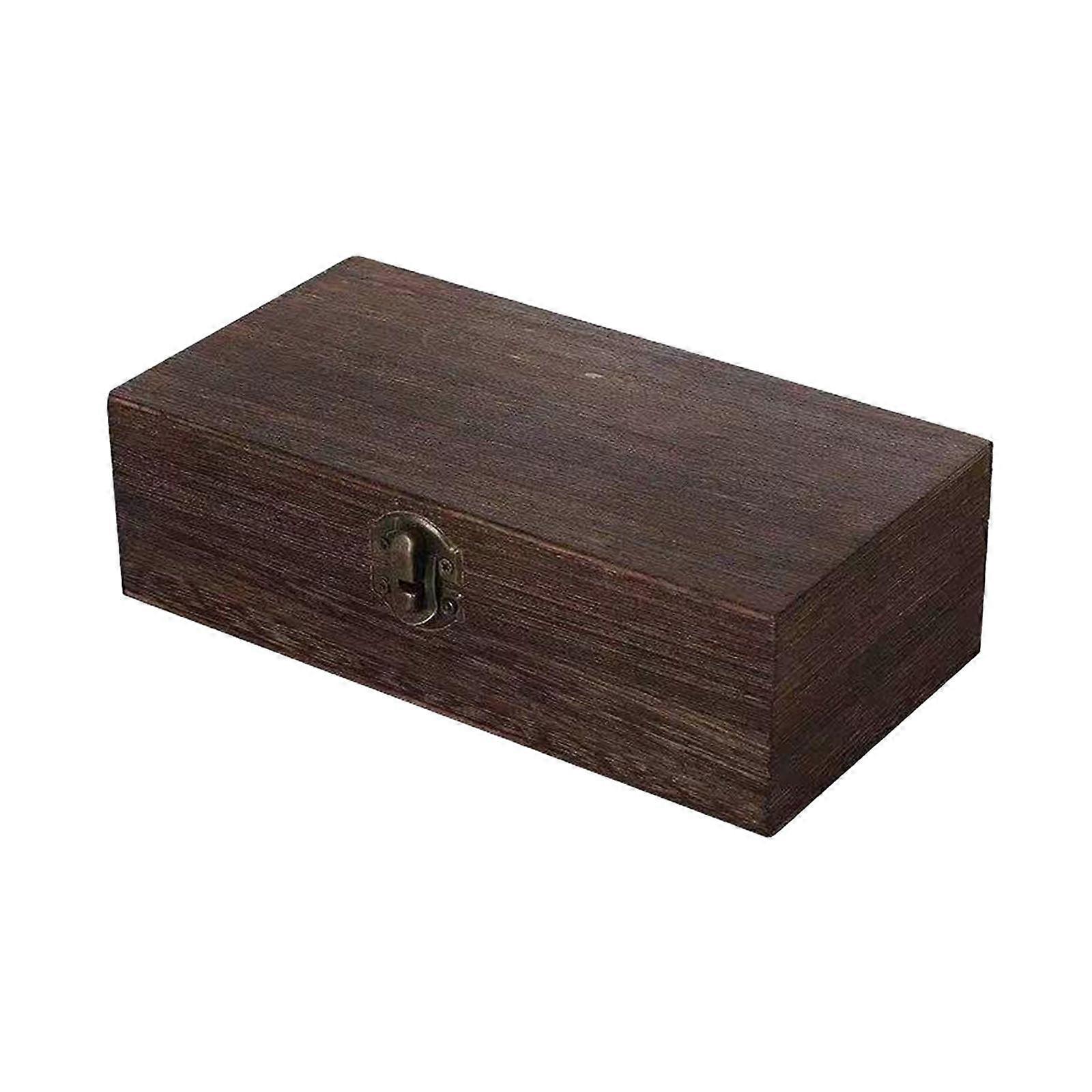 Wooden Storage Box Souvenir Box with Front Clasp Rustic Small Empty Keepsake Box
