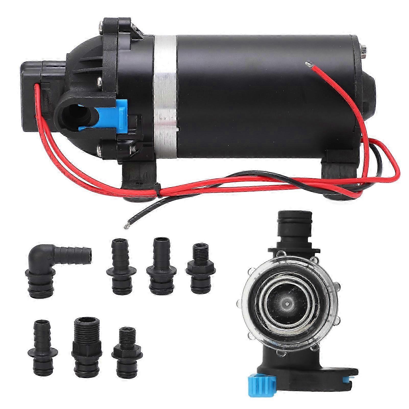 Water Pump Diaphragm High Pressure 5.6LPM Self Priming 3/4in Connector with Filter DC 12V 9A