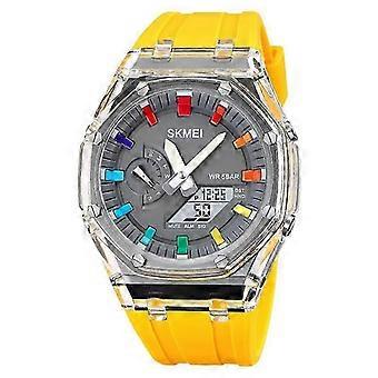 Skmei Waterdicht Heren Horloge Countdown Stopwatch Led Elektronisch Uurwerk Polshorloge 5wekker 2 Digitale Horloges 2100 geel