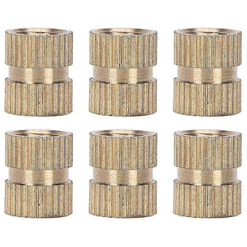 100Pcs Knurl Insert Nut Brass Double Pass Embedded Fastener HandMade Accessories M6x10x8