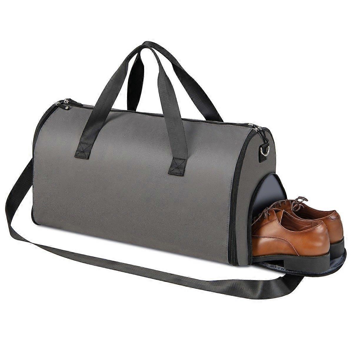 Handbag with shoe compartment and adjustable shoulder strap 2-in-1 hanging suit Suitcase dark grey