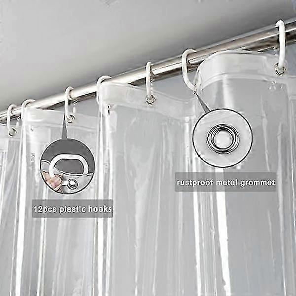 Tenda doccia trasparente extra lunga 180x200cm, Trasparente
