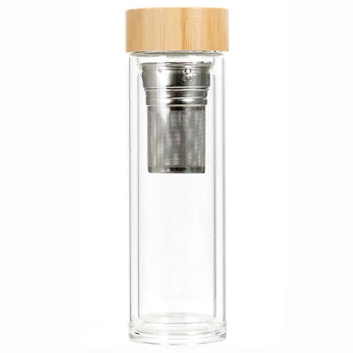 Borosilicate Glass Water Bottle With Tea Infuser, Motivational Design For Hot & Cold Drinks, Double-Walled For Insulation, Scratch Resistant Due To