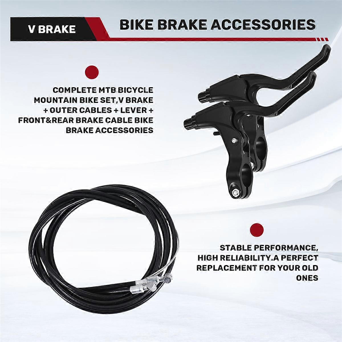 Complete Bicycle Mountain Bike Set,V Brake + Outer Cables + Lever + Front&Rear Brake Cable Bike Brak