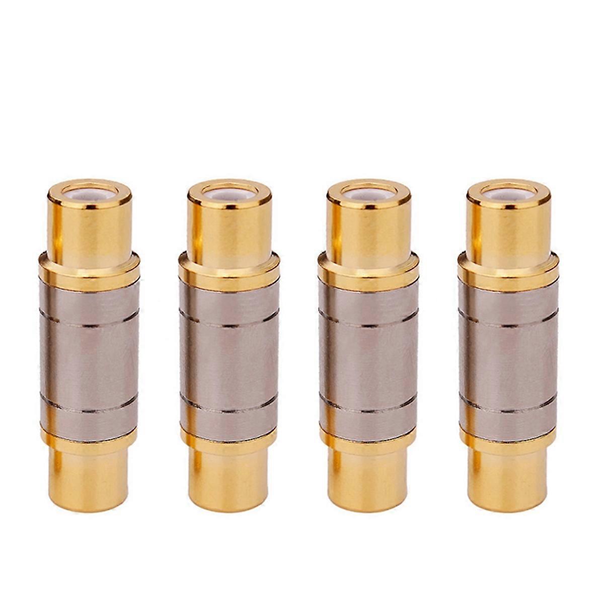 4 PCS Connector Gold Plated Straight Female Jack Adapter Audio Plug Adapter