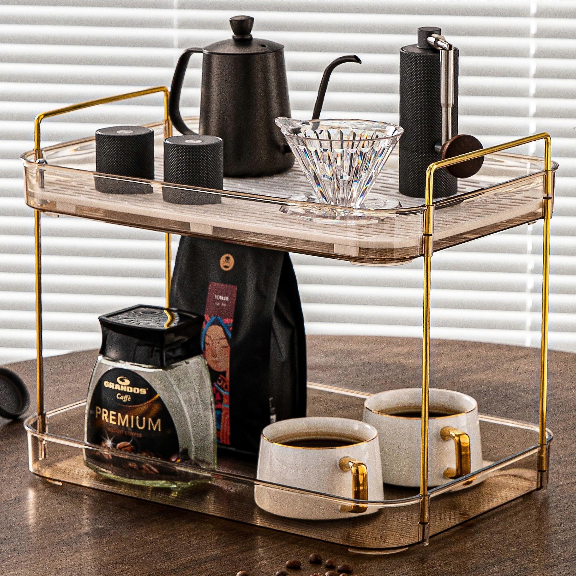 Amber Gold Coffee Bar Organizer for Coffee Station