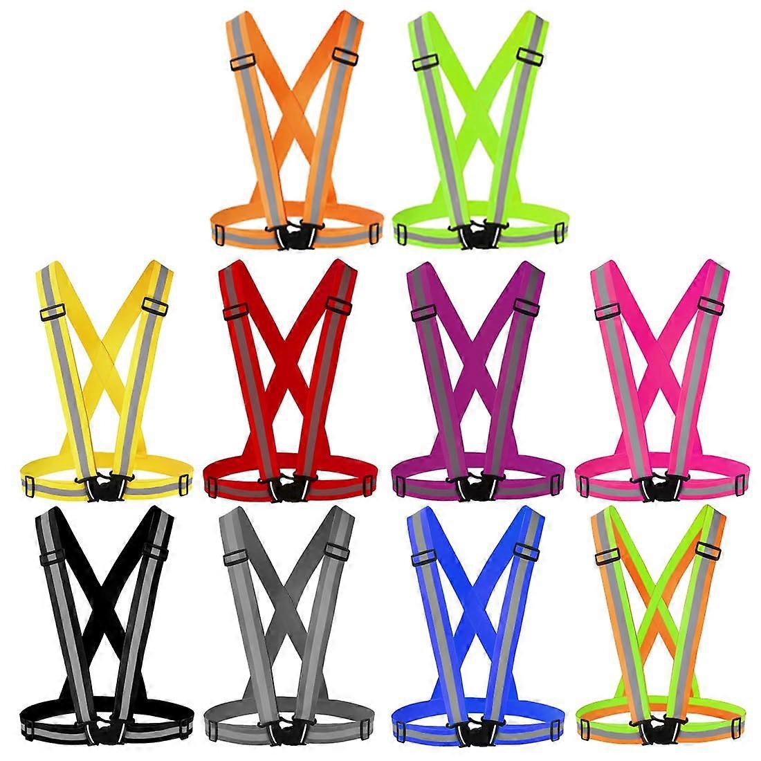 Reflective Vest Running Gear 2Pack, High Visibility Adjustable Safety Vests for Women Men Night Walking Biking Running Hiking Jogging Orange