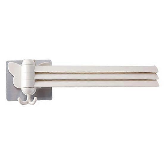 Bathroom Towel Organizer Kitchen Wall Mount Folding Hanger Rotating Hook Rack