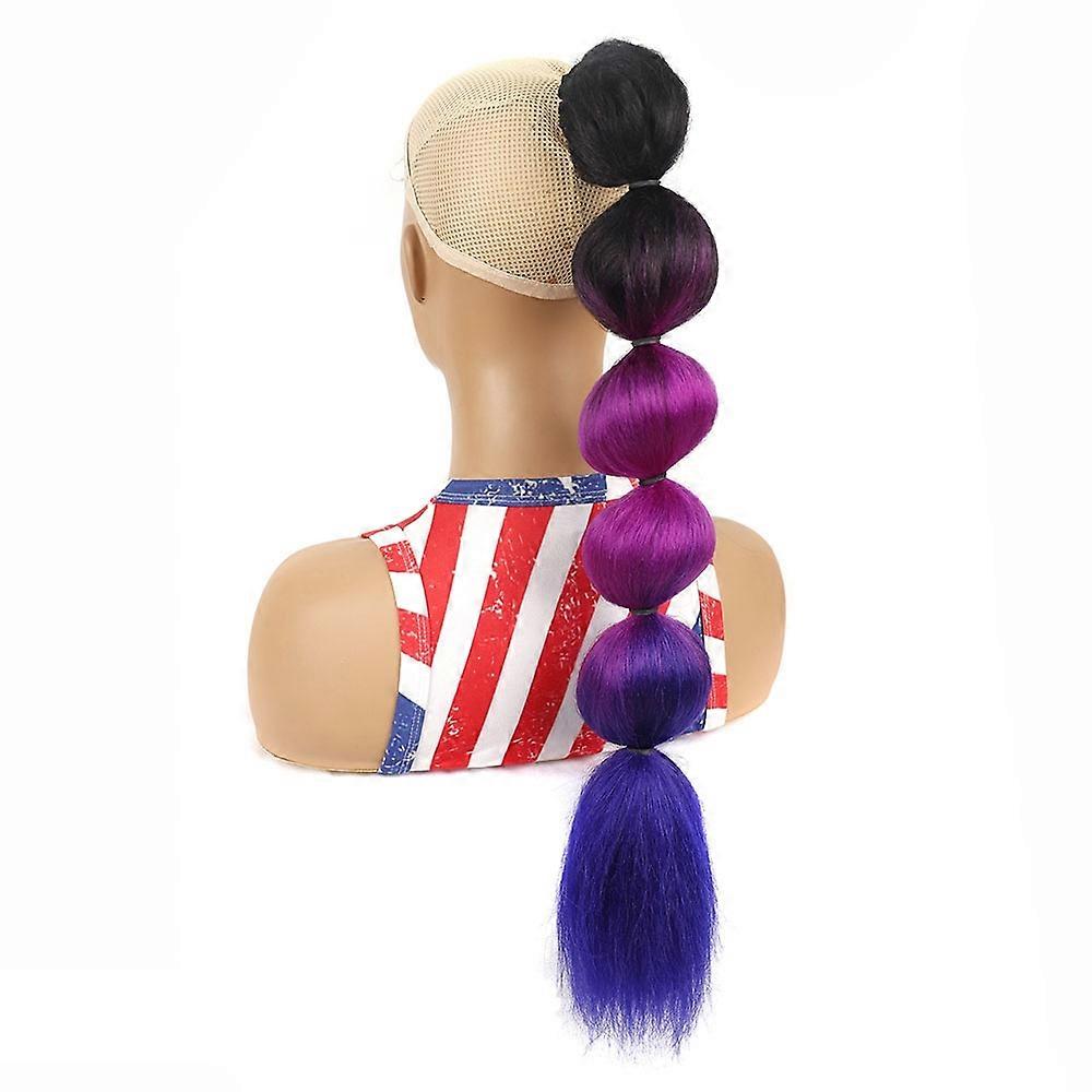 DLMW01 Bubble Shape Shaggy Wig Ponytail Drawstring Long Ponytail Wigs, Spec: PTBLUE2